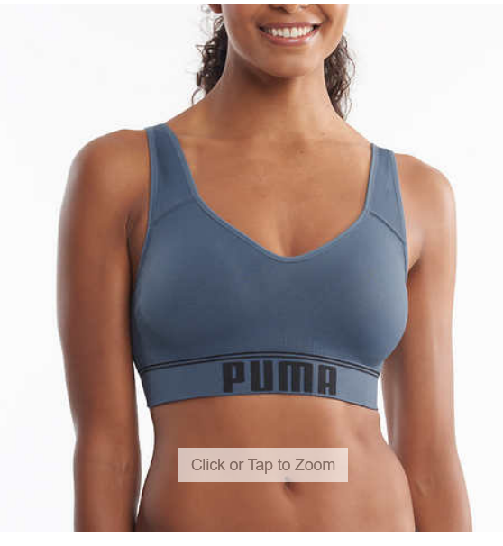 PUMA Women's Seamless Sports Bra Removable Cups - Adjustable Straps  Moisture Wicking (2 Pack) M 