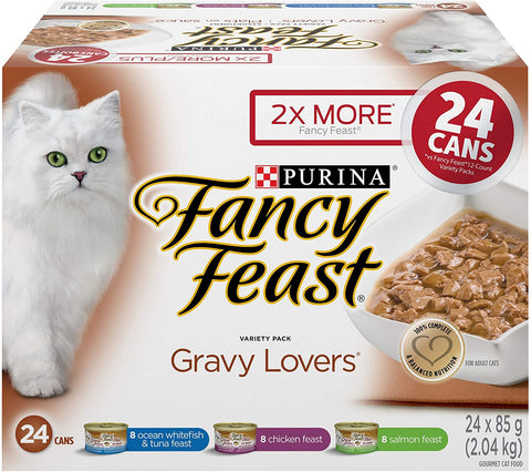 Fancy Feast Wet Cat Food, Gravy Lovers Variety Pack 85 g Cans (24 pack)